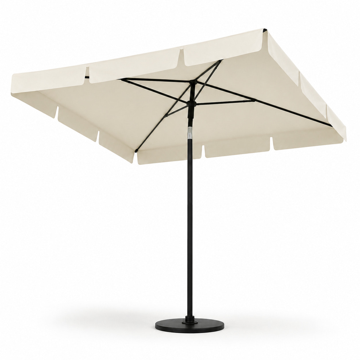 Ombrellone Rettangolare Da Giardino Parasole Balcone Inclinazione Regolabile Anti UV Impermeabile Per Mare Spiaggia Piscina Terrazzo 198x125 Cm Bianco