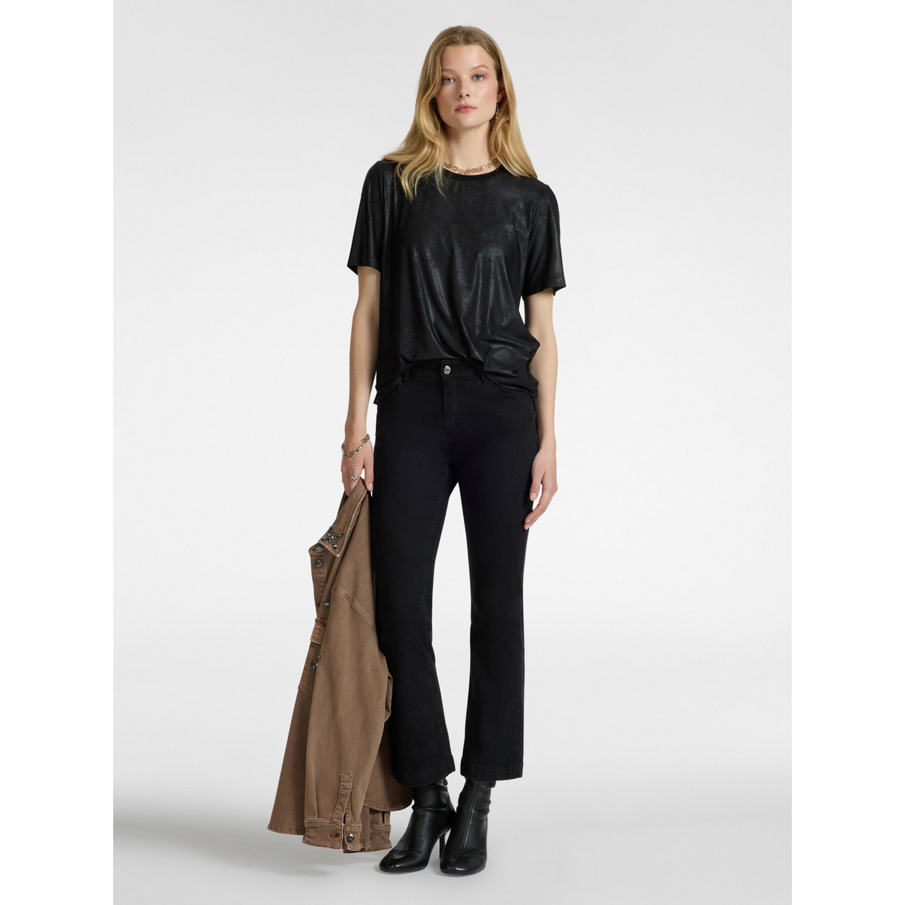 Elena Mirò - Camiseta con efecto brillante - Negro