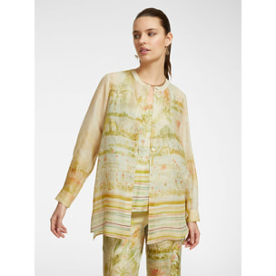 Elena Mirò - Camisa larga de ramio estampado - Beige