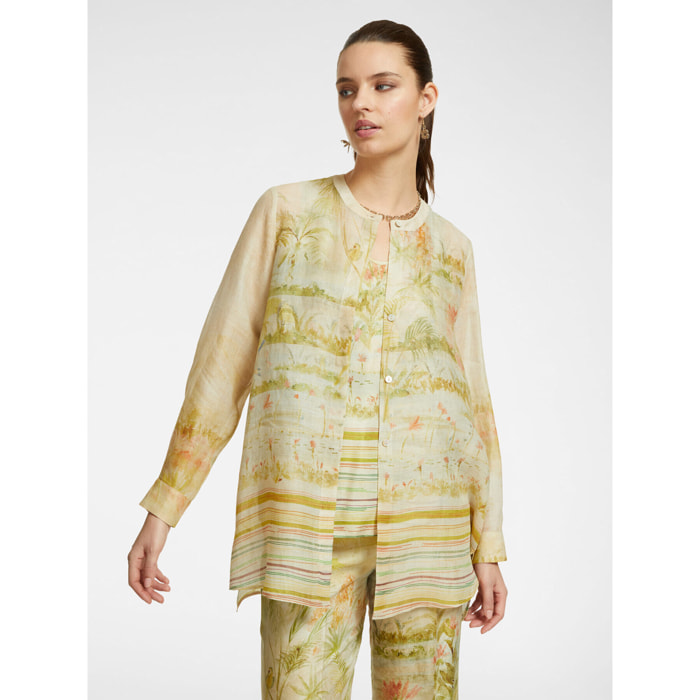Elena Mirò - Camisa larga de ramio estampado - Beige