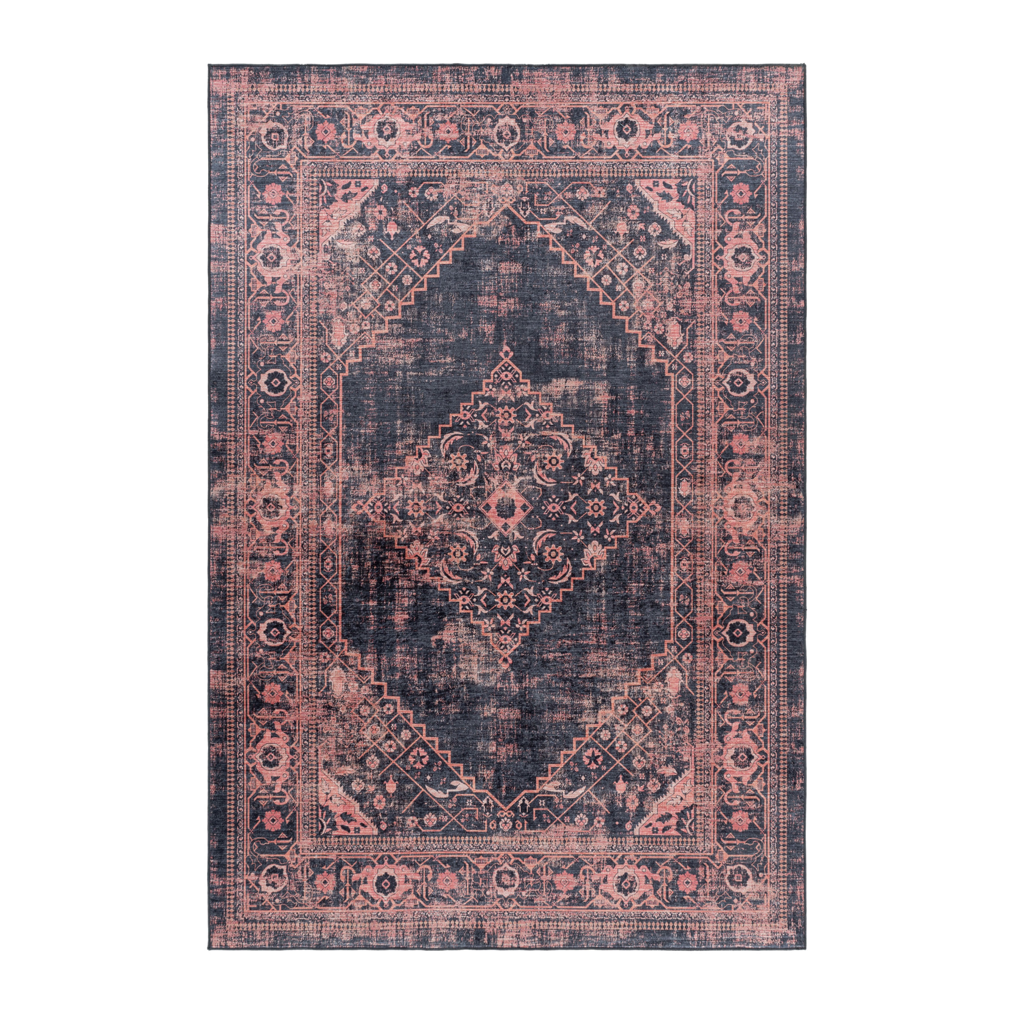 FIESTA - Tapis oriental effet vieilli rouge