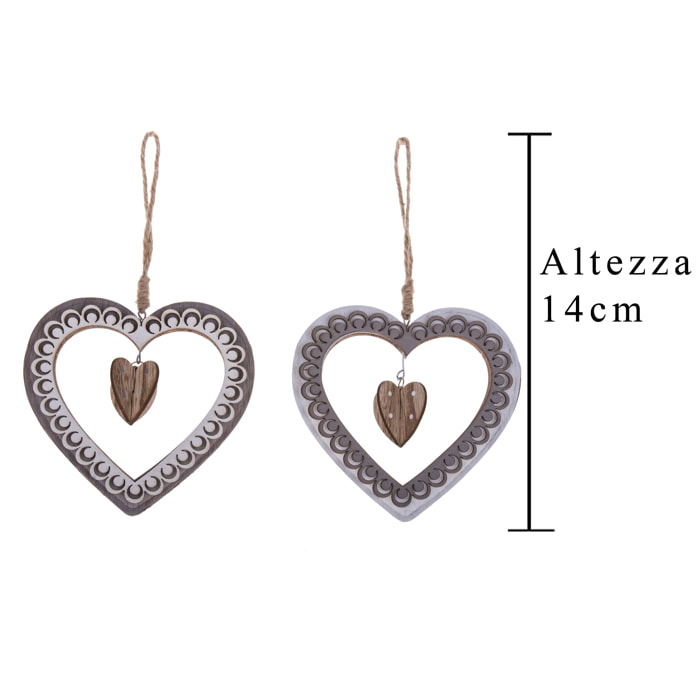 Cuore Da Appendere. Altezza 14 Cm - Pezzi 6 - 14X14X2cm - Colore: Incolore - Bianchi Dino - Cuori Rattan E In Vari Materiali