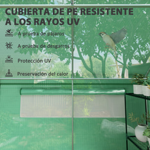 Invernadero de Exterior 6x3x2 m Invernadero de Túnel con 6 Ventanas de Malla Cubierta de PE Anti-UV y 3 Puertas Enrollables con Cremallera Invernadero para Jardín Patio Verde