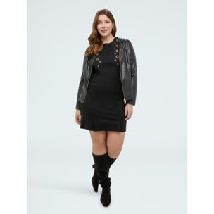 Fiorella Rubino - Chaqueta biker con cinturón - Negro