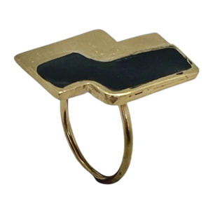 Anillo Escala en dorado con laca negra