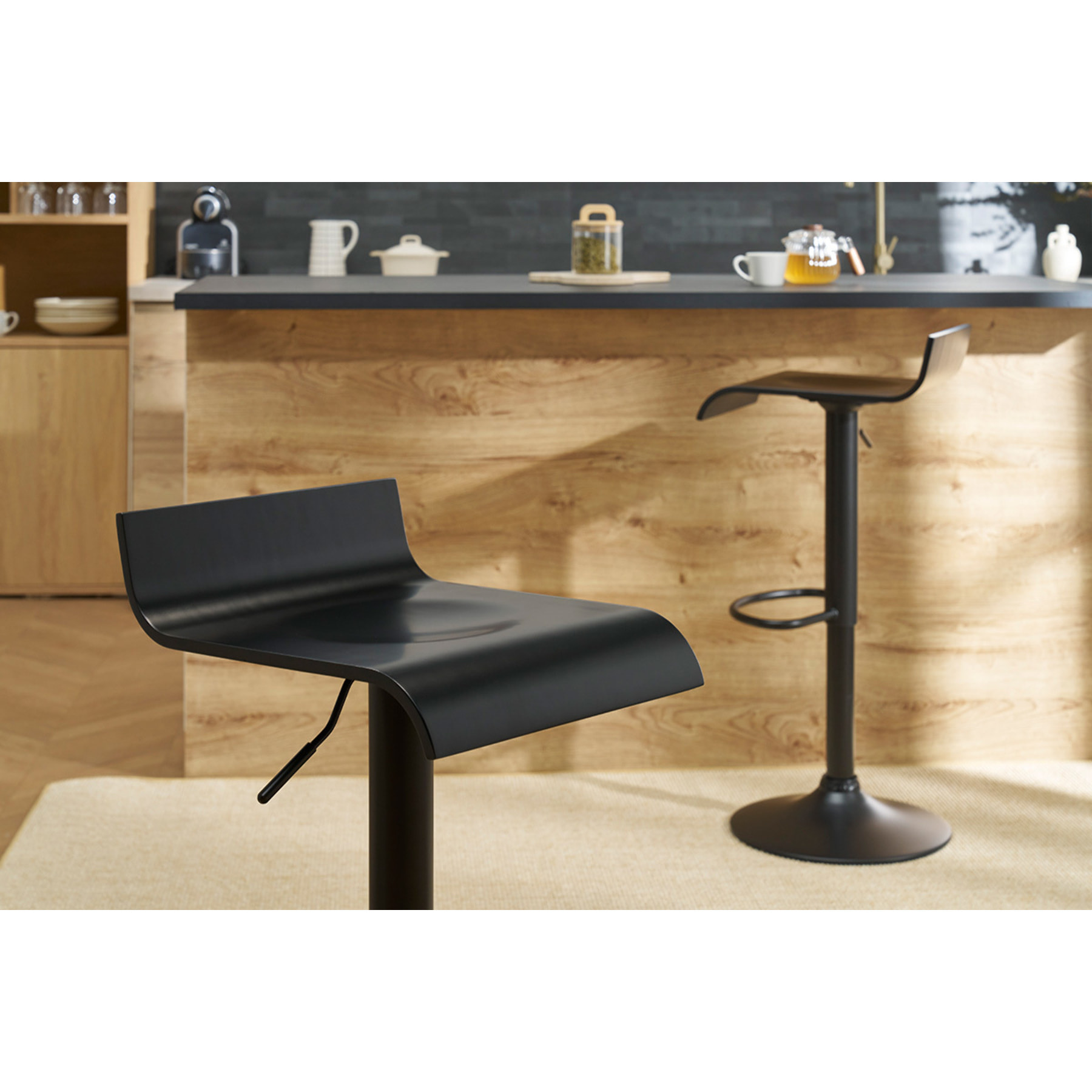 Tabourets de bar design noirs (lot de 2) SURF