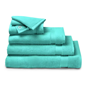 Gant de toilette pur coton 550 g/m² uni bleu Elea curacao