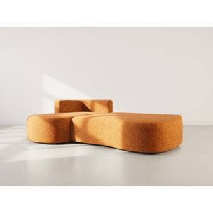Mahina - canapé d'angle gauche 4 places convertible avec coffre en tissu texturé - Terracotta