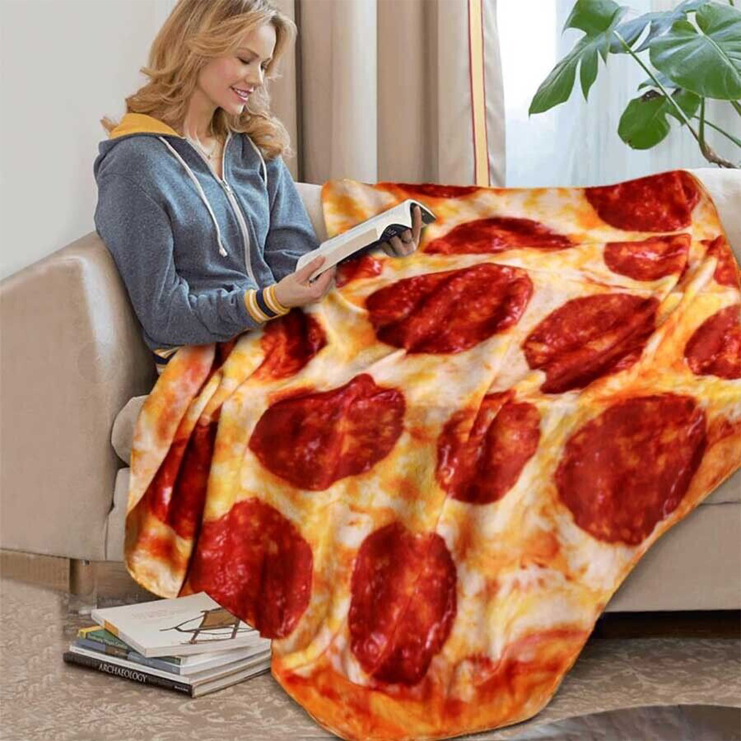 Coperta calda in flanella, 120 cm design Pizza Vegetariana