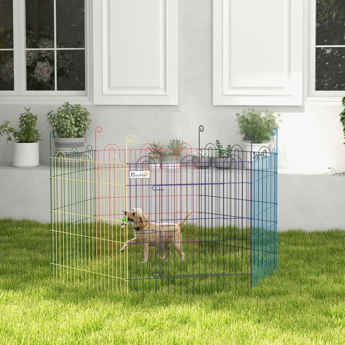 Parc enclos modulable pour chien animaux porte verrouillable 6 panneaux dim. panneau 59L x 60H cm métal multicolore