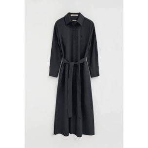 Vestito chemisier cotolino blu marino a maniche lunghe con logo Rigby Go