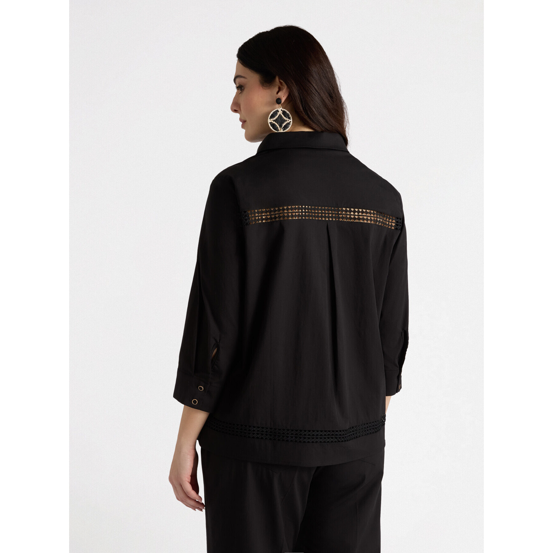 Fiorella Rubino - Camicia con bordi a-jour - Nero