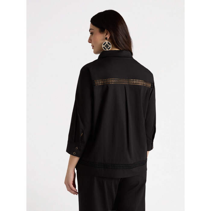 Fiorella Rubino - Camicia con bordi a-jour - Nero