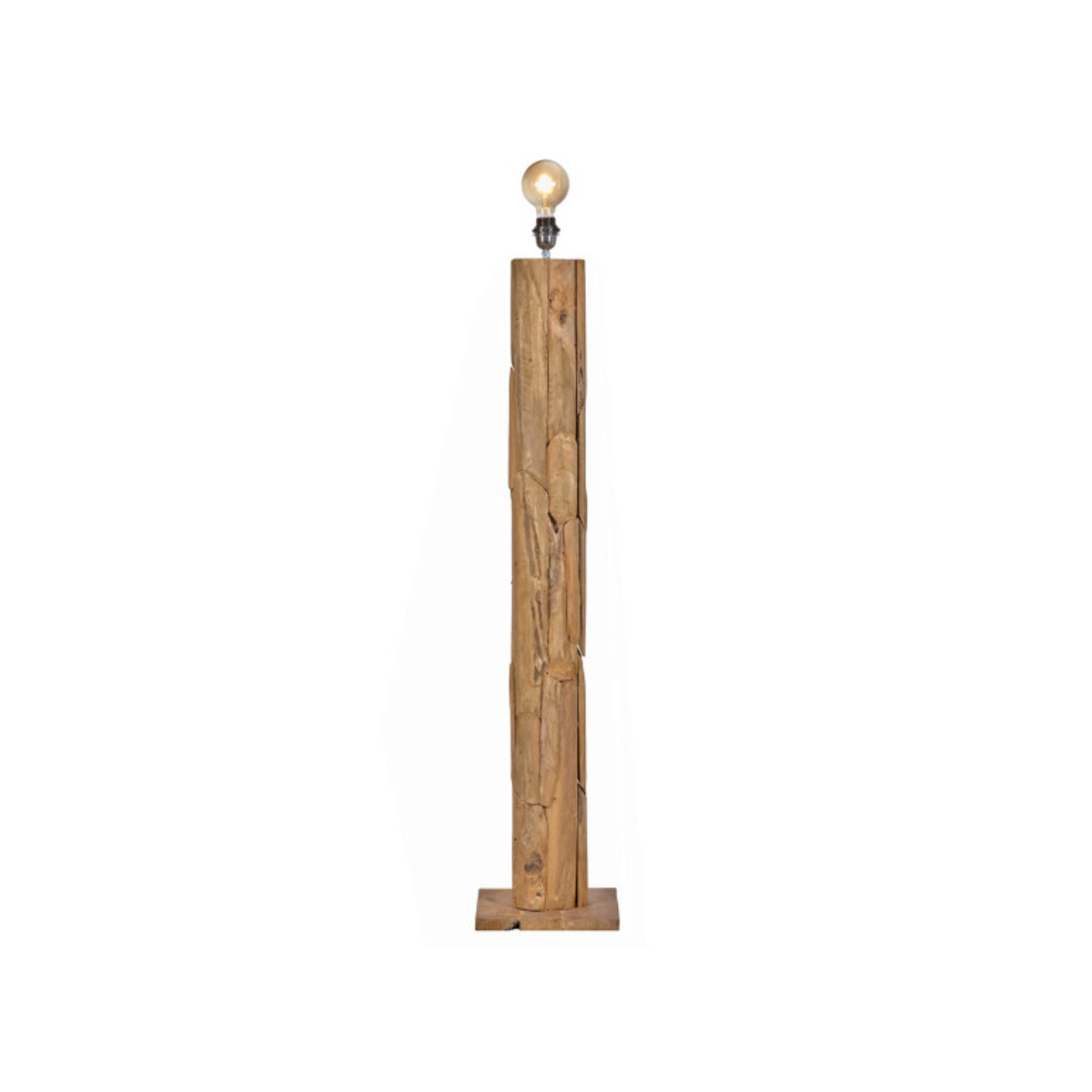 Lampadaire morceaux de teck exotique naturel assemblés - PONGO