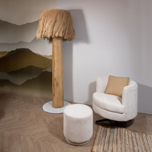 Lampadaire en bois d'acajou et abat jour en abaca h190cm SIARGAO