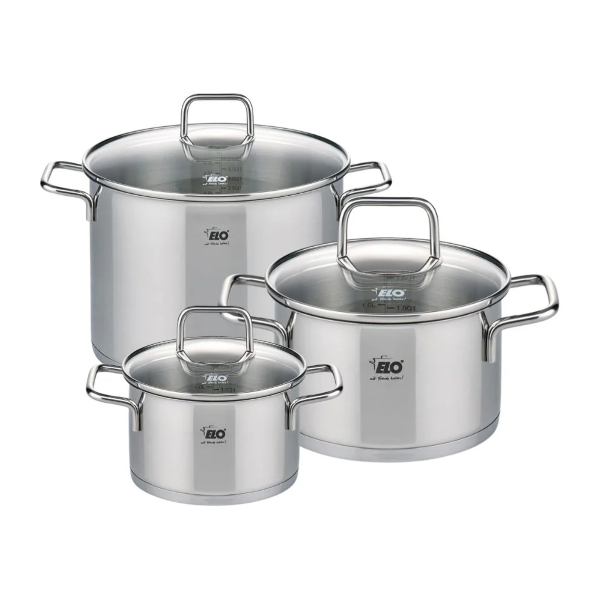 Set de 3 faitouts avec couvercles en verre Elo Citrin