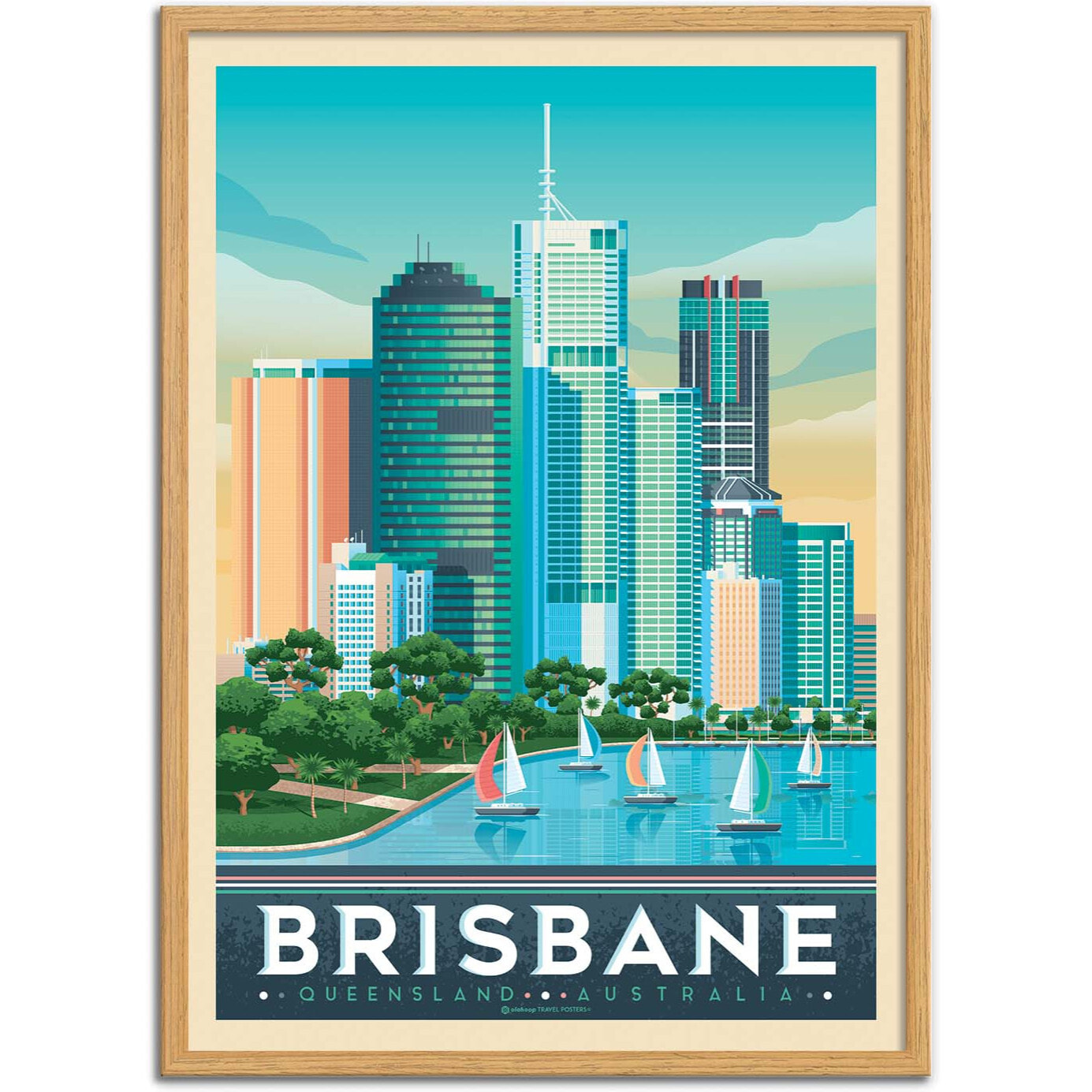 Affiche - Brisbane - Olahoop Travel Posters