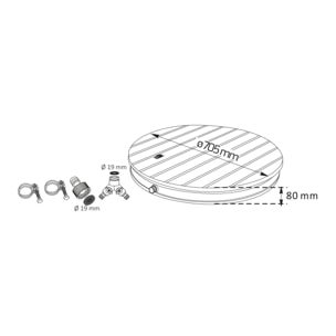 Mitra - Doccia da giardino con getto regolabile, doccia pedana a pavimento con pedale Ø 70 cm