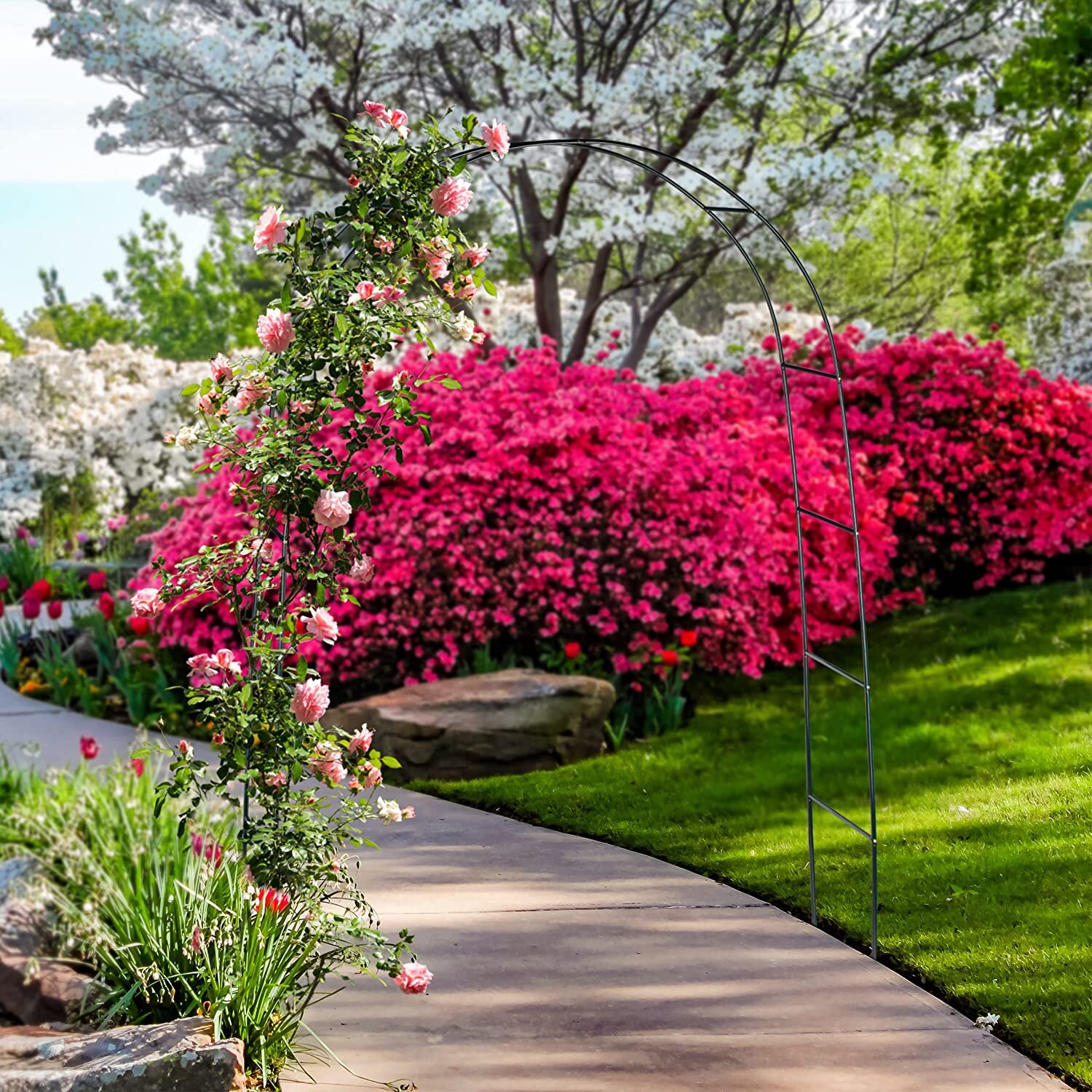 Arco Da Giardino Per Rose Piante Rampicanti Traliccio Pergolato Vite Decorazione Design Per Eventi Matrimoni Viali Metallo Verde Scuro 240x140x38 cm