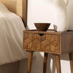 Table de chevet Asoka -bois massif de mangue-couleur noyer 39 x 52 x 35 cm