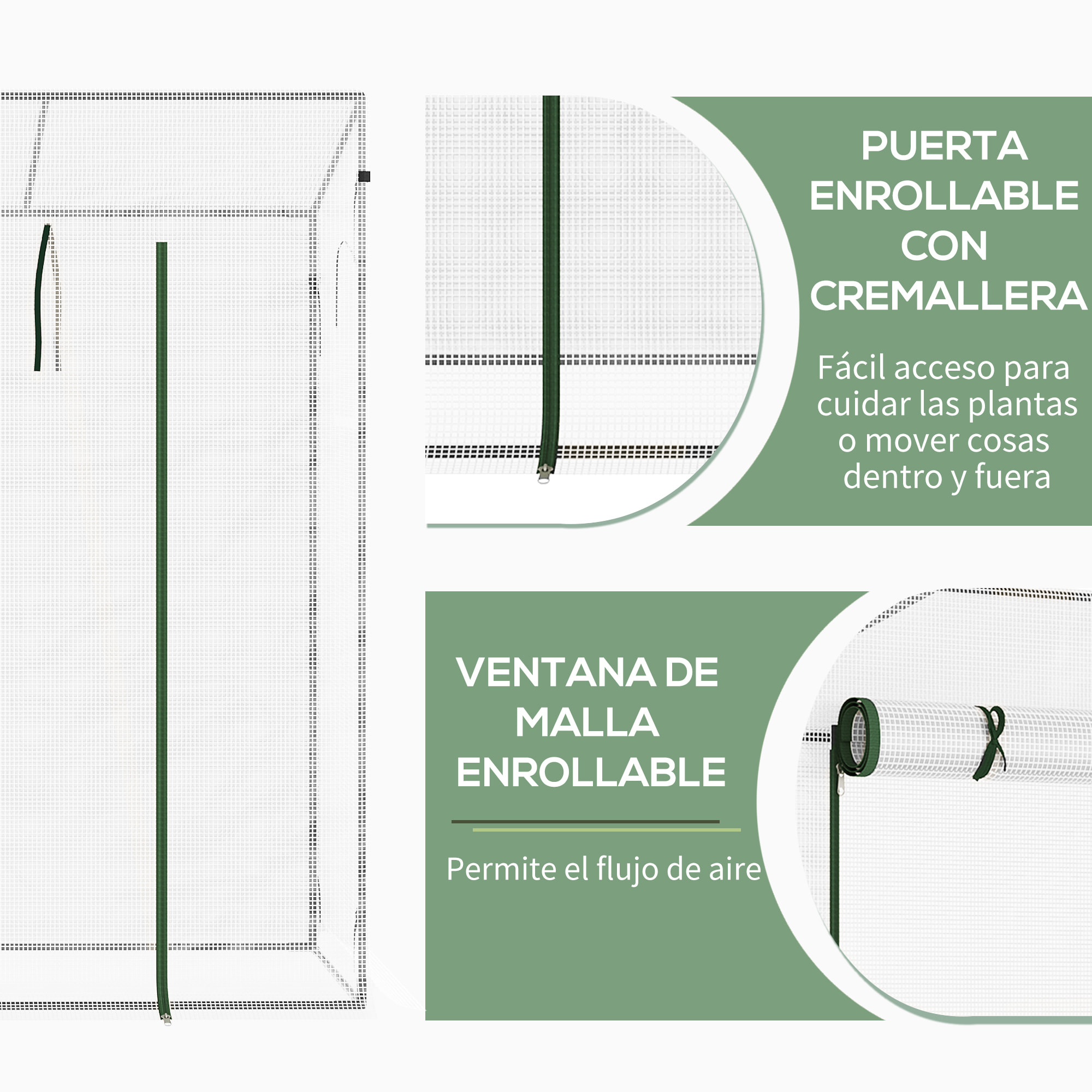 Invernadero Pequeño Invernadero de Exterior con Ventanas y Marco de Acero Invernadero para Cultivar Tomates Plantas Flores 200x76x168 cm Blanco