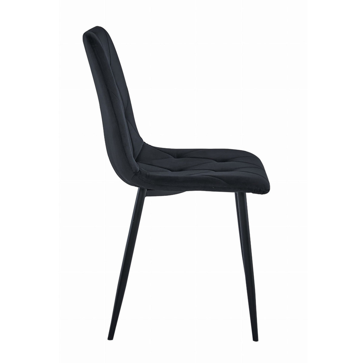 Sedia LIBRA in velluto nero con gambe in metallo