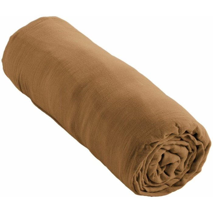 Drap Housse Gaze de coton 74fils Marron