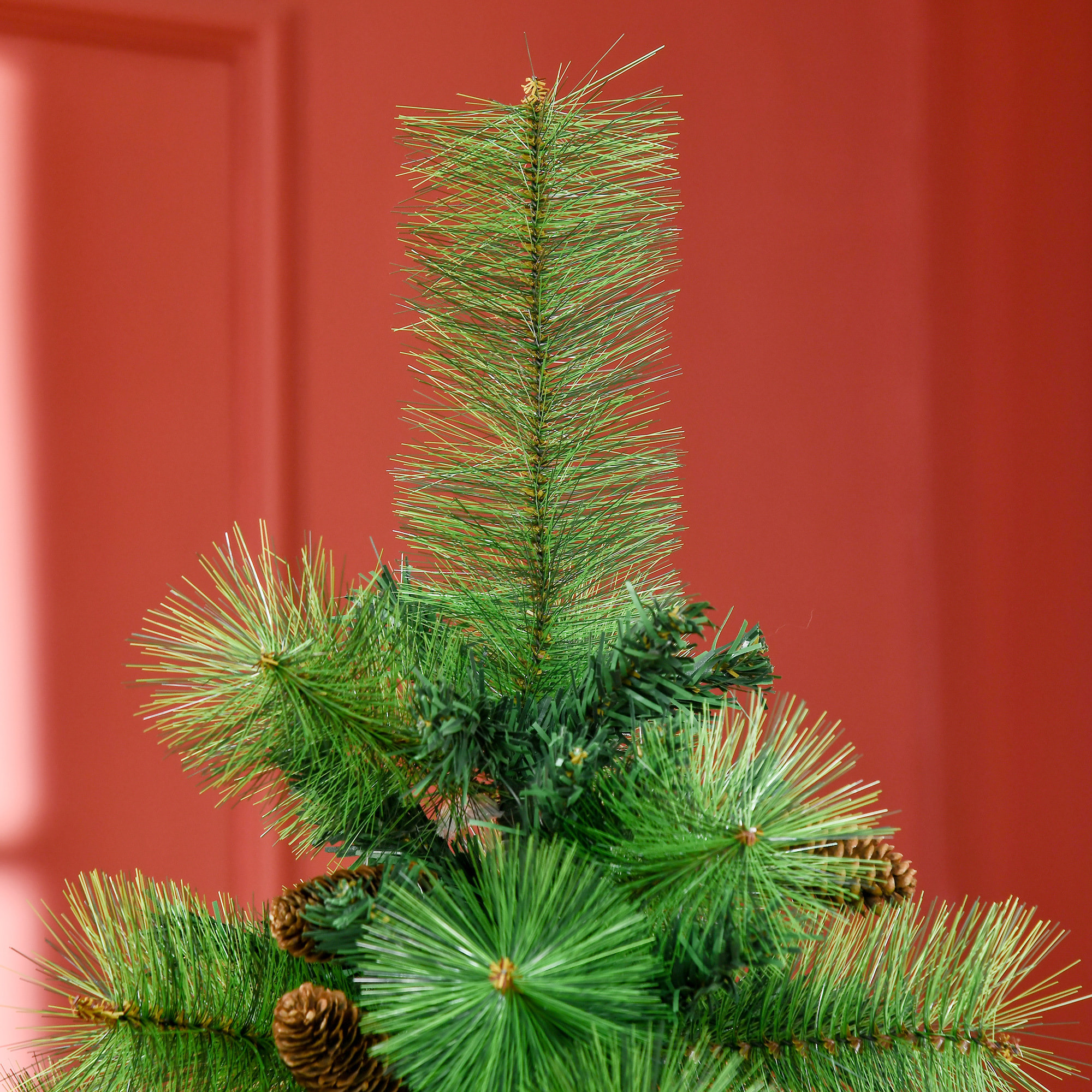 Sapin de Noël artificiel 782 branches épines grand réalisme avec pommes de pin - hauteur 180 cm vert