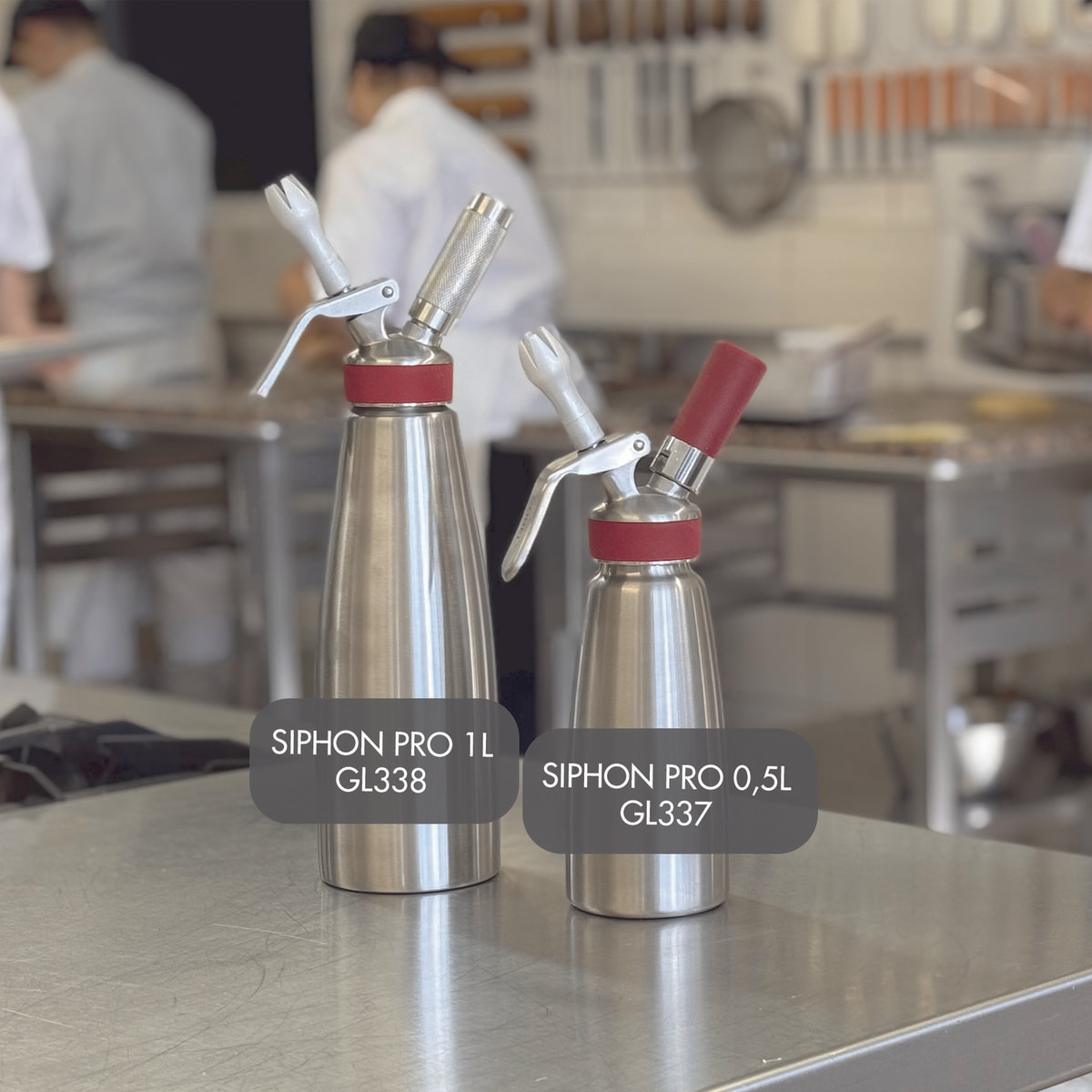 Siphon professionnel inox GOBEL - cuve inox - tête inox - 0.5L