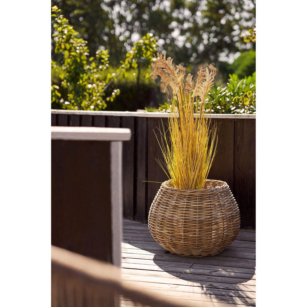 Set 2 ceste Melaka in kubu rattan naturale rotonde — piccola ø33 cm e grande ø57 cm