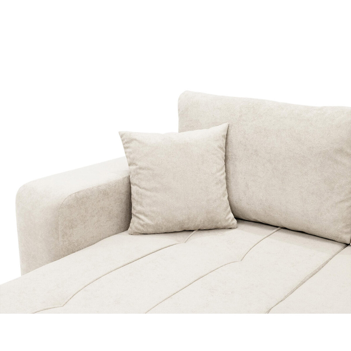 Nicole - Canapé panoramique en U 7 places convertible avec coffre en tissu - Beige