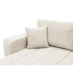 Nicole - Canapé panoramique en U 7 places convertible avec coffre en tissu - Beige