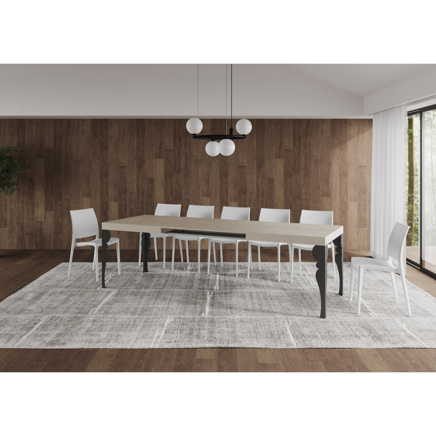 Mesa extensible 90x160/420 cm Paxon cachemira patas antracita