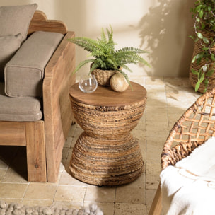 SIXTINE - Tabouret assise en bois de teck recyclé