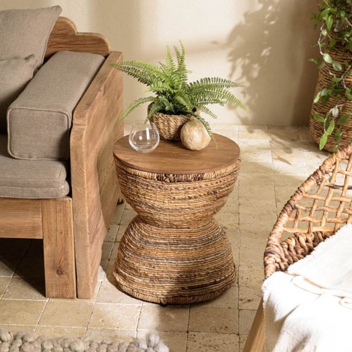 SIXTINE - Tabouret assise en bois de teck recyclé