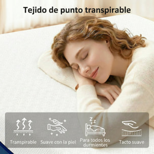 Colchón 190x135 cm, Grosor 20 cm, Colchón Viscoelástico con Té Verde, Firmeza Media, Cama Refrescante con Espuma de Gel y Funda Lavable, Certificado Oeko-Tex, Enrollable en Caja