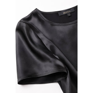 Kocca - Blusa a maniche corte effetto raso con scollo rotondo Donna