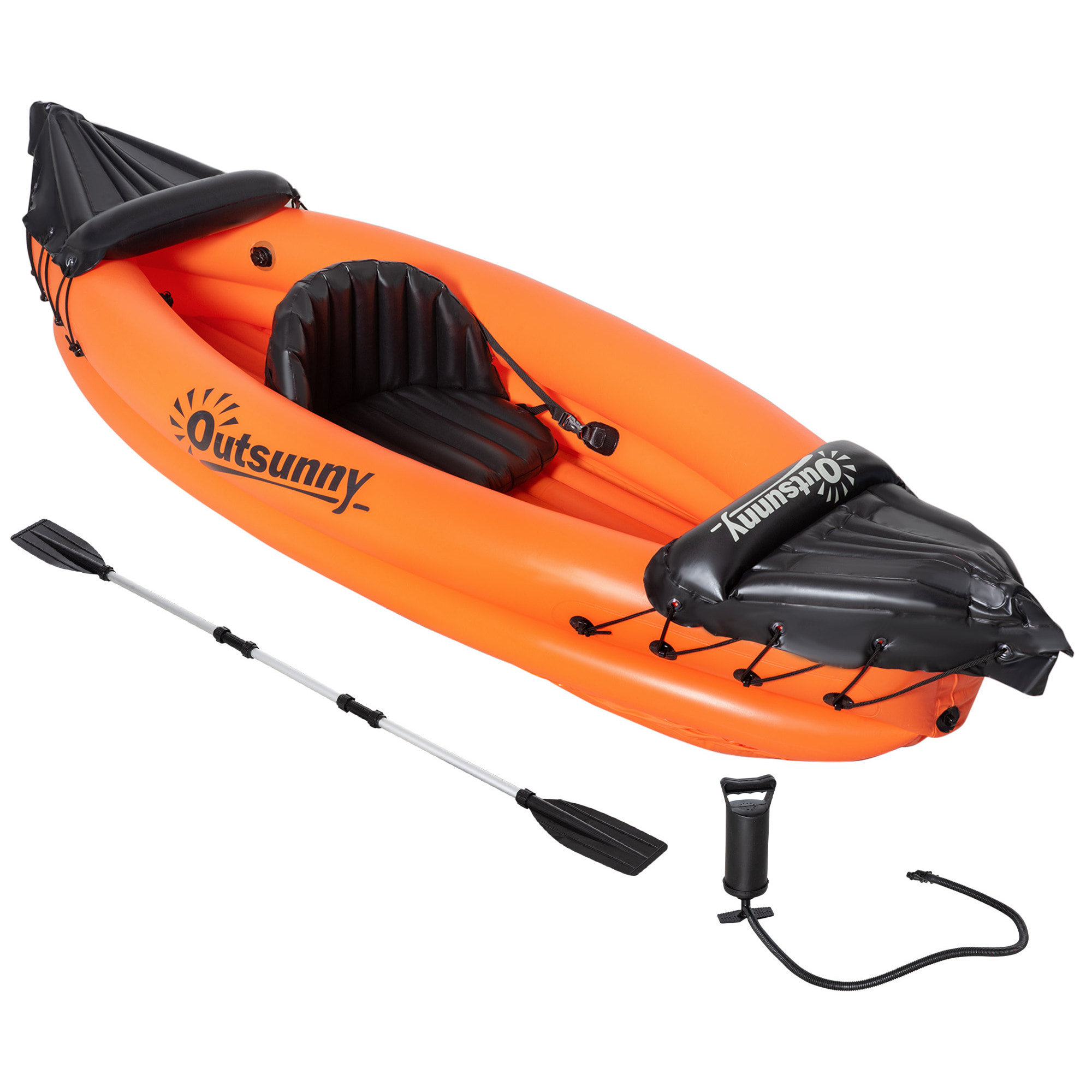 Kayak Hinchable para 1 Persona PVC con Remo y Bomba de Mano 270x93x50 cm Naranja