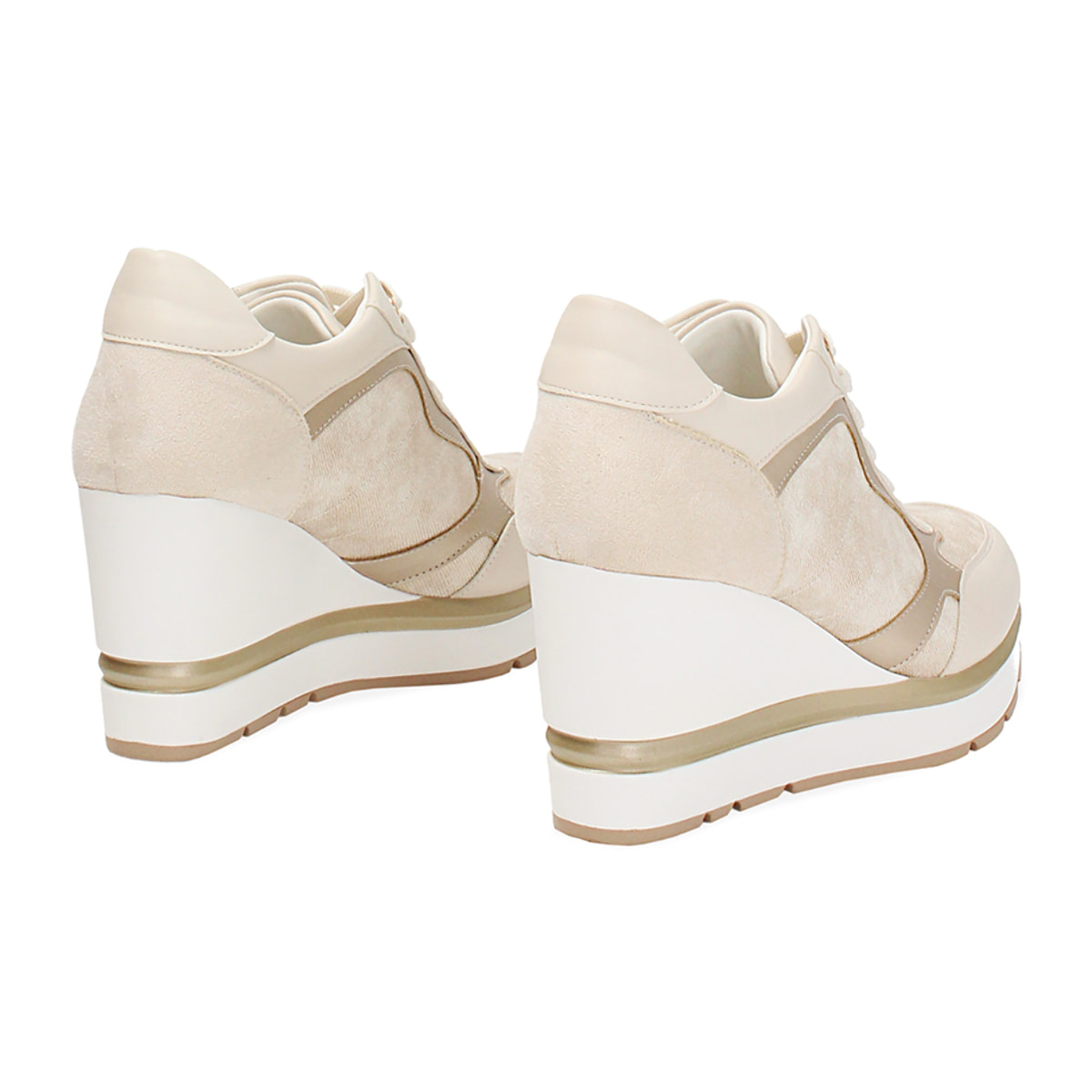 Sneakers donna beige in tessuto
