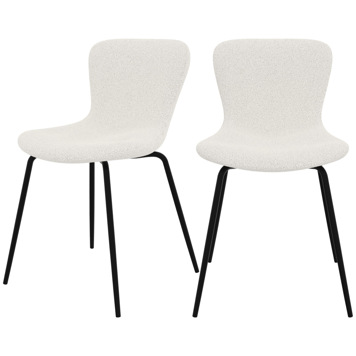 Lot de 2 chaises effet laine bouclette blanche et pieds en métal - Koko
