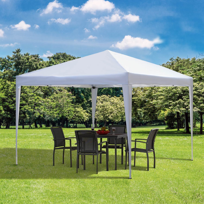 Outsunny Carpa Plegable 3x3 m Cenador de Jardín Gazebo con Bolsa de Transporte Altura Ajustable en 3 Niveles Anti-UV e Impermeable para Terraza Patio Playa Blanco