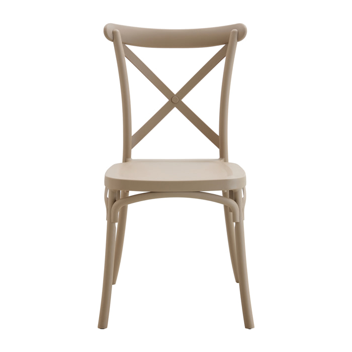 Set da, 4 Sedia Cross In Polipropilene Tortora per soggiorno, cucina e arredo bar