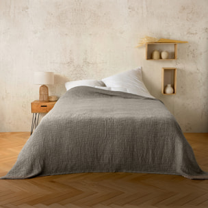 Plaid ou couvre lit 100%  coton nid d’abeille - Marron glacé