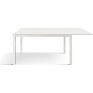 Tavolo TROPEA in legno, finitura bianco frassinato e base in metallo verniciato bianco, allungabile 140x80 cm - 190x80 cm
