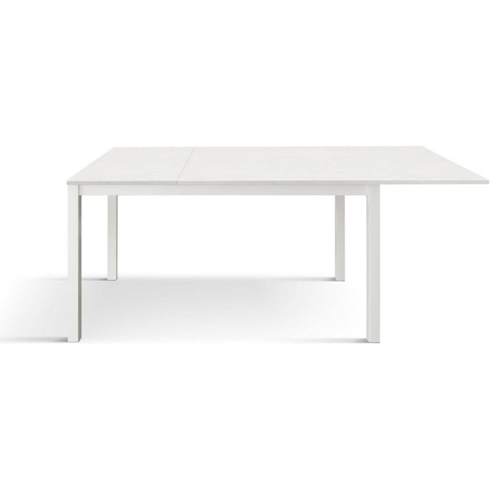 Tavolo TROPEA in legno, finitura bianco frassinato e base in metallo verniciato bianco, allungabile 140x80 cm - 190x80 cm