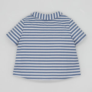 CAMISA MANGA CORTA RAYAS AZUL Y BLANCO