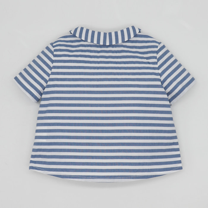 CAMISA MANGA CORTA RAYAS AZUL Y BLANCO