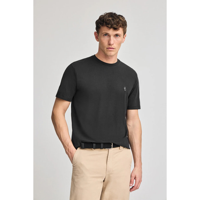 Camiseta negra básica de cuello redondo y bordado Rigby Best