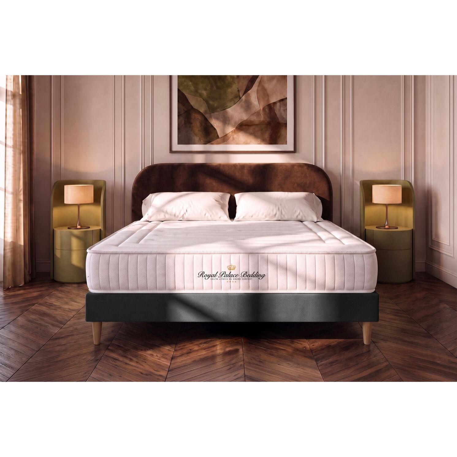 Ensemble - Matelas Mémoire de forme 20cm d'épaisseur - 3 zones de confort - Confort ferme - Sommier tapissier monobloc - 2 places