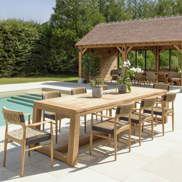 VALERIA - Ensemble de jardin en bois de teck recyclé rotin 8 pers.